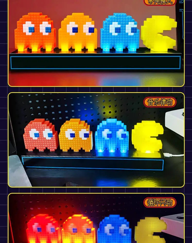 PAC-MAN Pixel Ambient Light - Sound Activated Music Sync LED, Gaming Room Decor